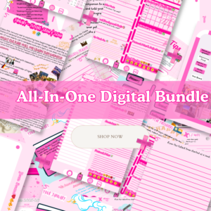 Pink Cultural Digital Planner Bundle Hyperlinked Planner + Journal